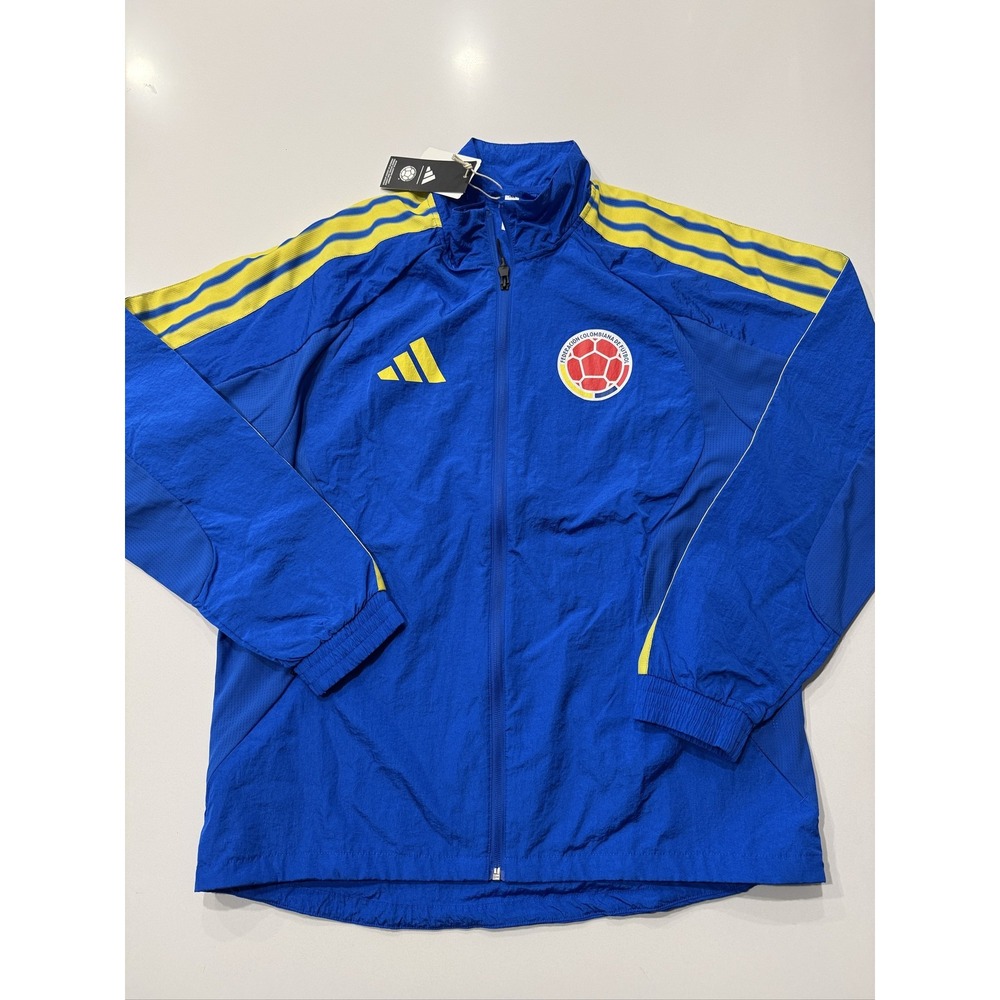 adidas Colombia National Team Anthem Jacket JZ9058 Blue Soccer Mens Size M